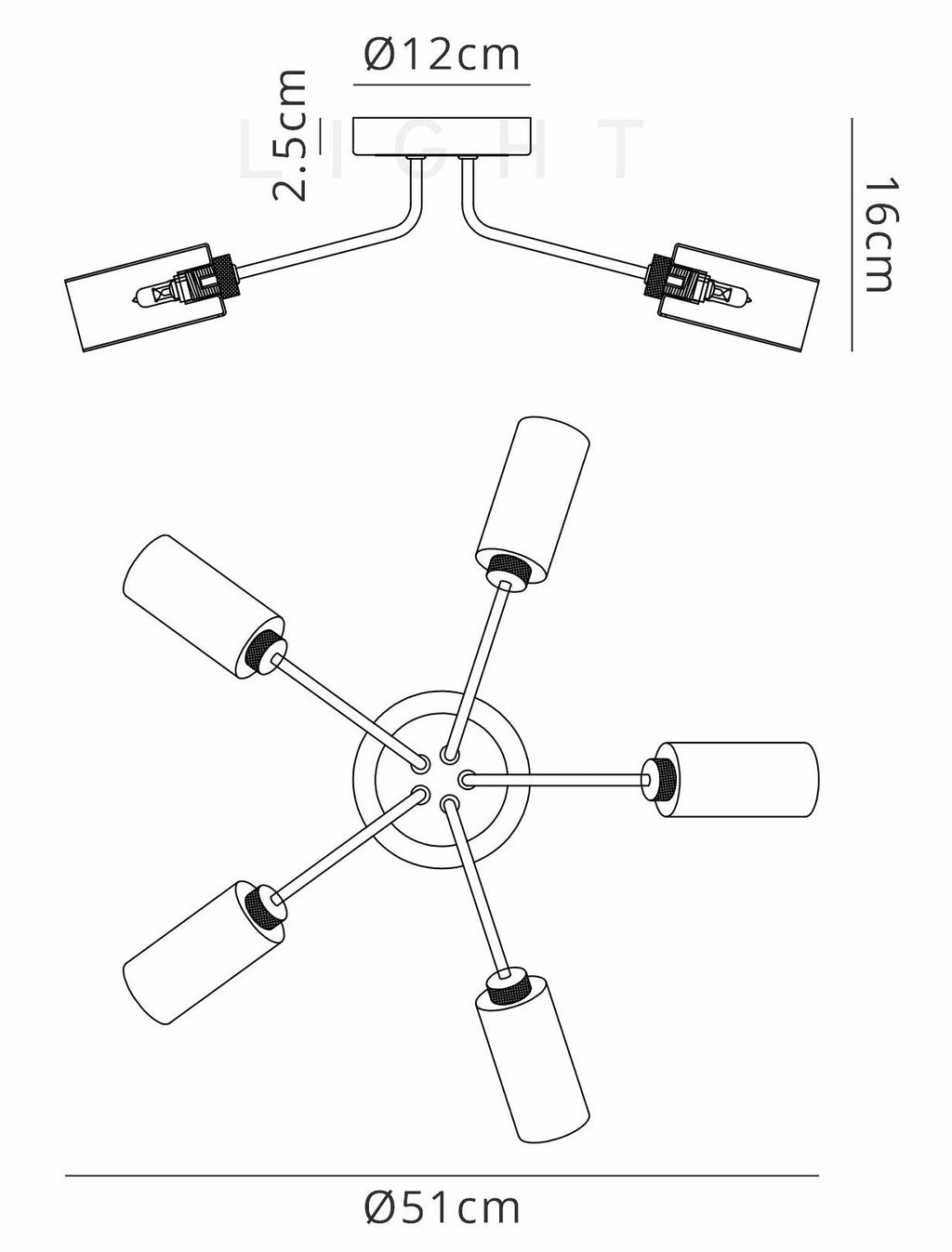 Luminosity Designs Ltd - Holly Flush 5 Light Ceiling Fitting With Smoked Tubular Glass Shades - Luminosity Designs Ltd
