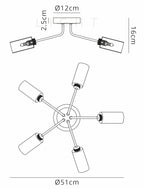 Luminosity Designs Ltd - Holly Flush 5 Light Ceiling Fitting With Smoked Tubular Glass Shades - Luminosity Designs Ltd