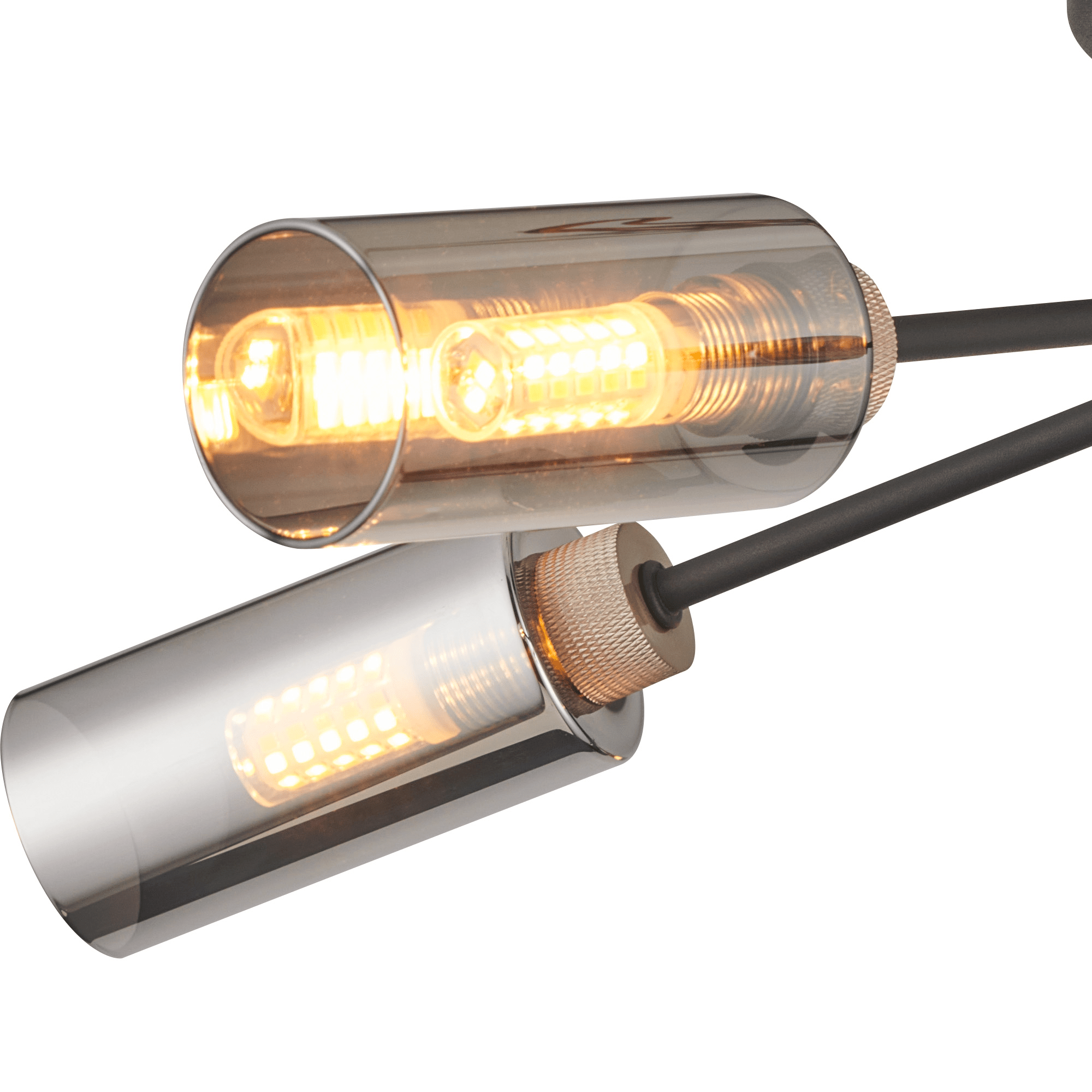 Luminosity Designs Ltd - Holly Flush 5 Light Ceiling Fitting With Smoked Tubular Glass Shades - Luminosity Designs Ltd