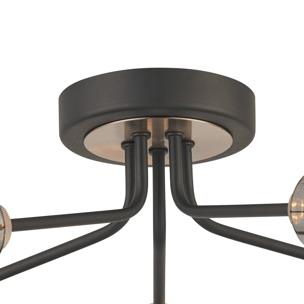 Luminosity Designs Ltd - Holly Flush 5 Light Ceiling Fitting With Smoked Tubular Glass Shades - Luminosity Designs Ltd