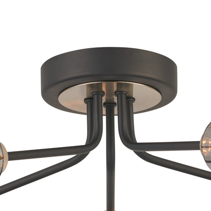 Holly Flush 5 Light Ceiling Fitting With Smoked Tubular Glass Shades