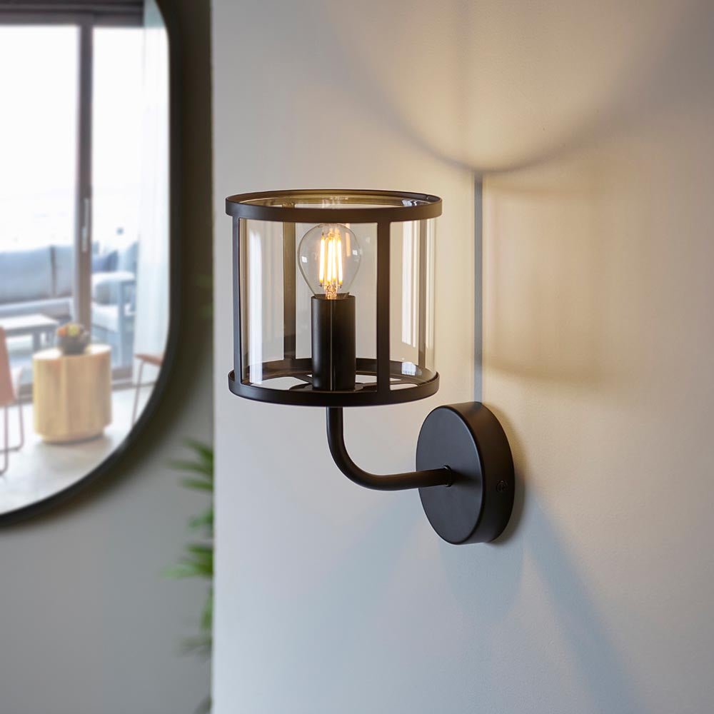 Luminosity Designs - Hopton Industrial Vintage Wall Lantern Light, 1x E27 - Luminosity Designs Ltd