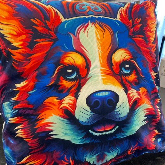 Psychedelic Corgi Couch Cushion