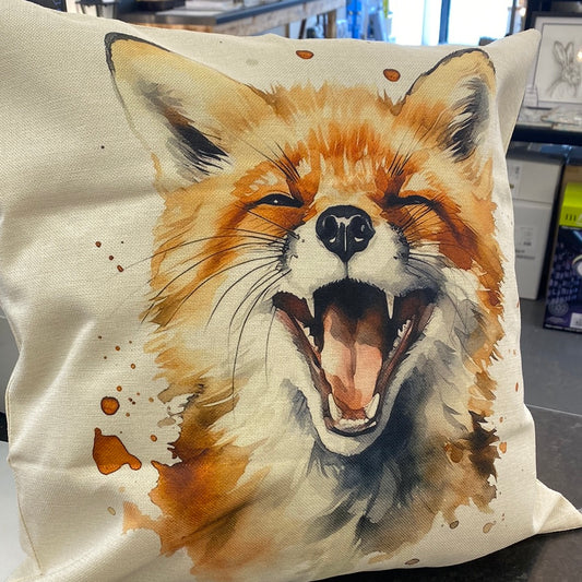 Watercolour Smiling Fox Heavy Patio Cushion