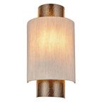 Endon - Indara Semi Flush Wall Light in Hammered Antique Brass with Linen Shade, Handmade. 1x ES Bulbs - Luminosity Designs Ltd