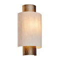 Endon - Indara Semi Flush Wall Light in Hammered Antique Brass with Linen Shade, Handmade. 1x ES Bulbs - Luminosity Designs Ltd
