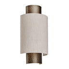 Endon - Indara Semi Flush Wall Light in Hammered Antique Brass with Linen Shade, Handmade. 1x ES Bulbs - Luminosity Designs Ltd