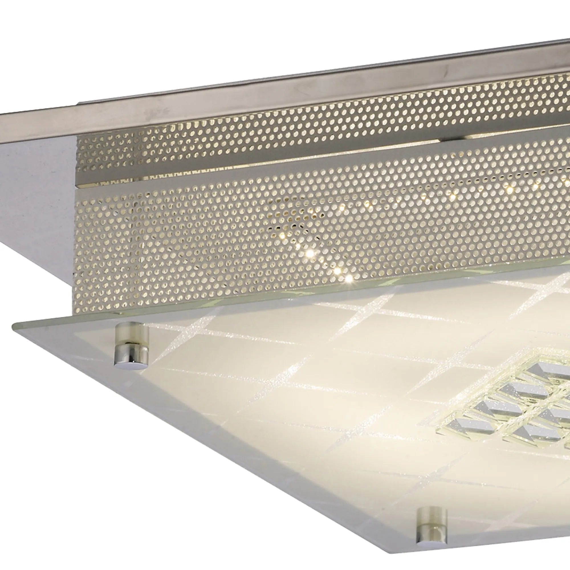 Diyas - Ines Square Ceiling Flush Light Fitting, 75 X 0.72W LED, 3600K, Polished Chrome/Crystal - Luminosity Designs Ltd