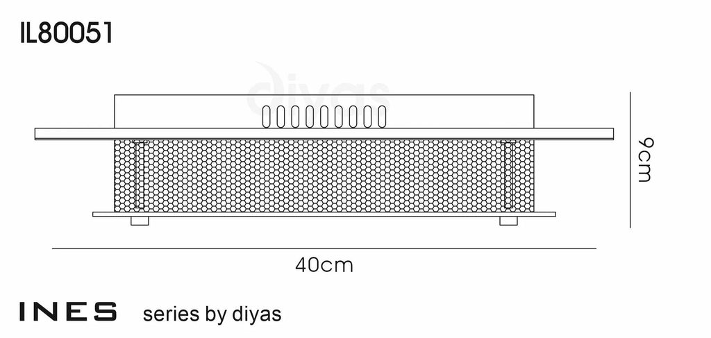 Diyas - Ines Square Ceiling Flush Light Fitting, 75 X 0.72W LED, 3600K, Polished Chrome/Crystal - Luminosity Designs Ltd