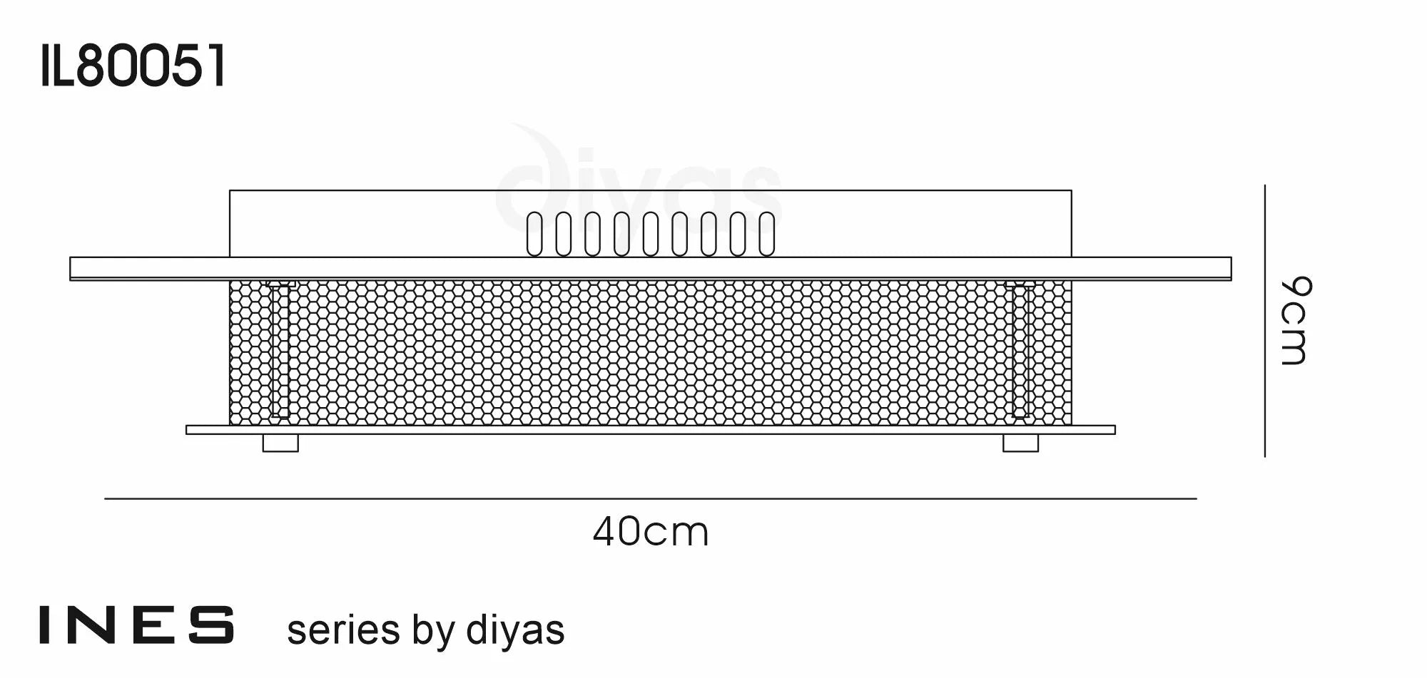 Diyas - Ines Square Ceiling Flush Light Fitting, 75 X 0.72W LED, 3600K, Polished Chrome/Crystal - Luminosity Designs Ltd