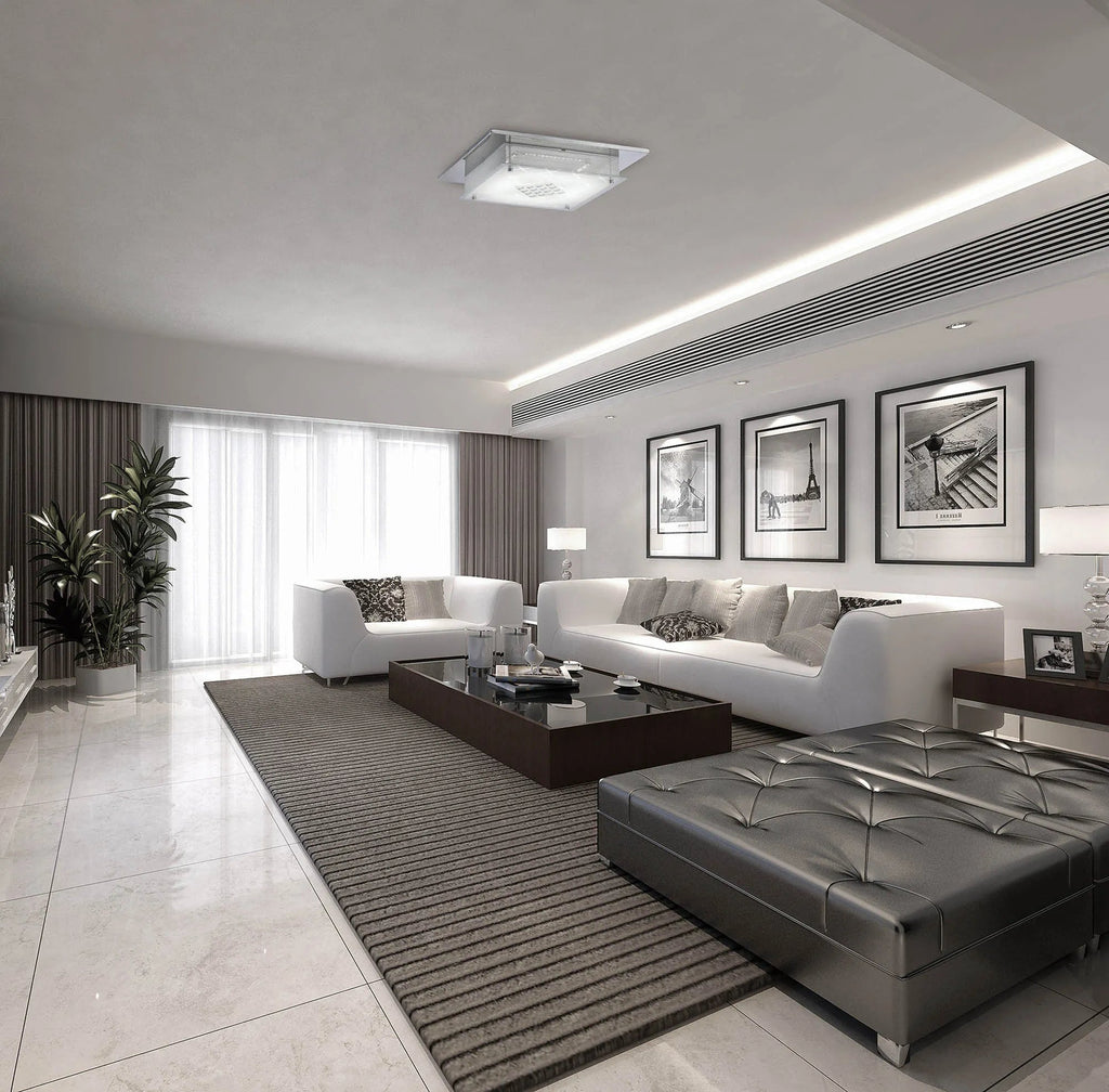 Diyas - Ines Square Ceiling Flush Light Fitting, 75 X 0.72W LED, 3600K, Polished Chrome/Crystal - Luminosity Designs Ltd