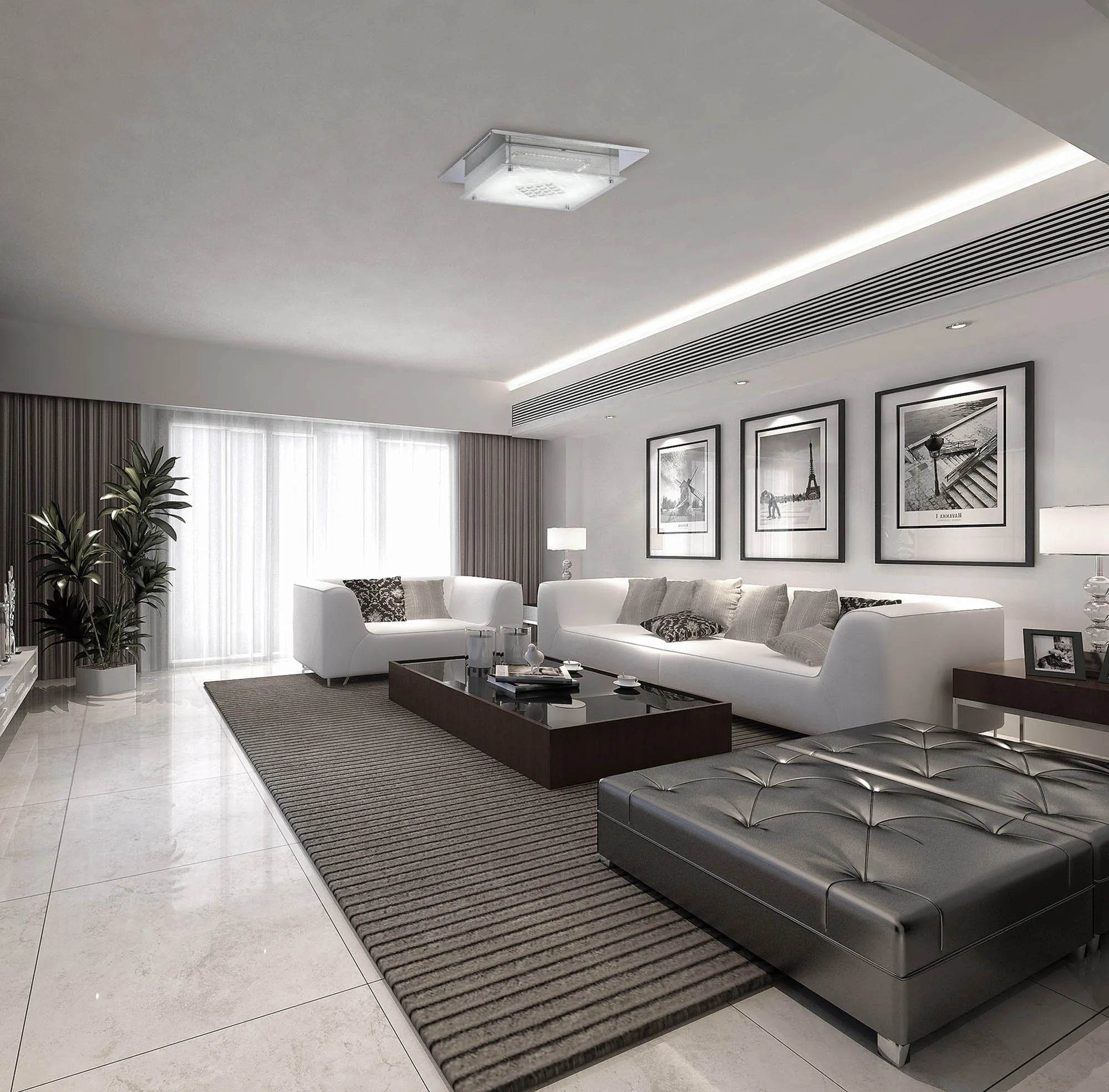 Diyas - Ines Square Ceiling Flush Light Fitting, 75 X 0.72W LED, 3600K, Polished Chrome/Crystal - Luminosity Designs Ltd