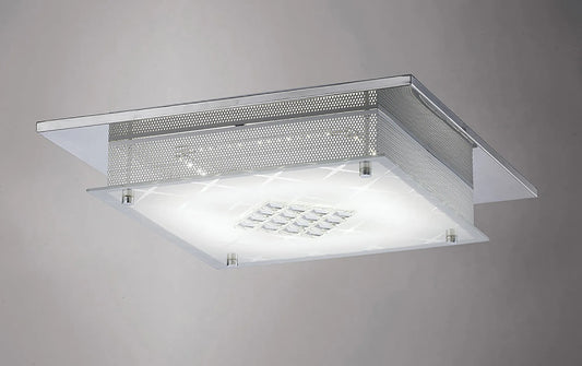 Ines Square Ceiling Flush Light Fitting,  75 X 0.72W LED, 3600K, Polished Chrome/Crystal