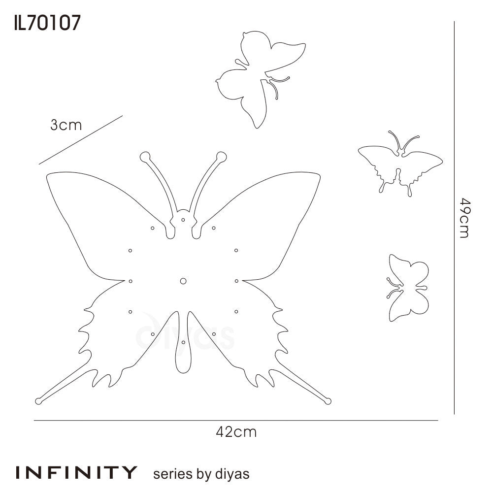 Diyas Home - Infinity Butterfly Clock - Luminosity Designs Ltd