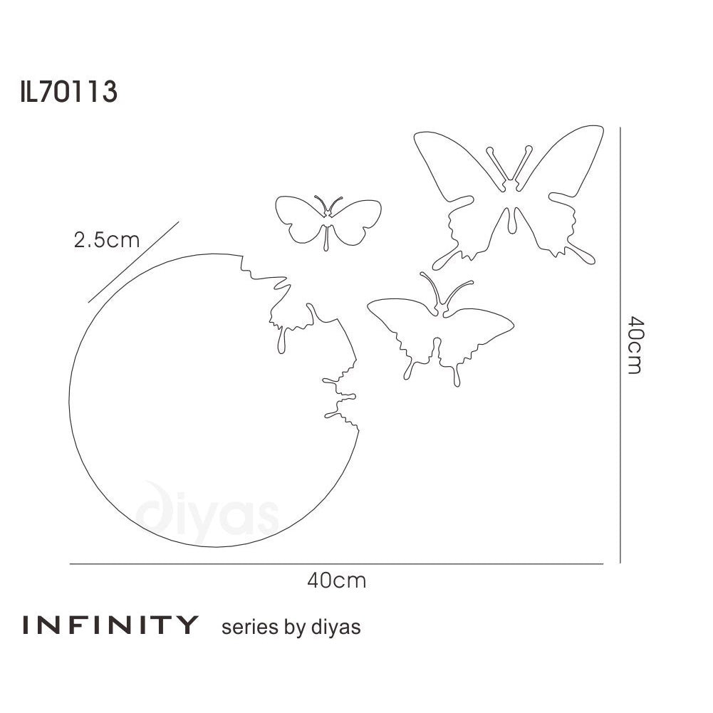 Diyas Home - Infinity Cutout Butterfly Clock - Luminosity Designs Ltd