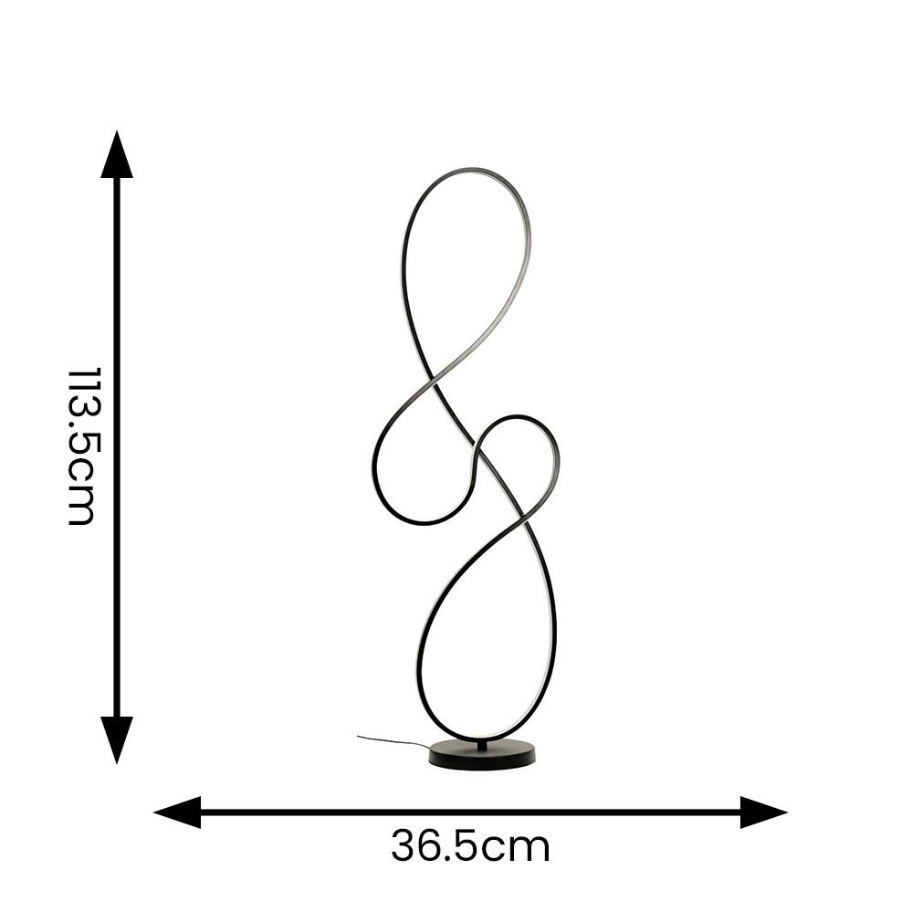 LSE - Infinity LED Matte Black Swirl Floor Lamp - Luminosity Designs Ltd