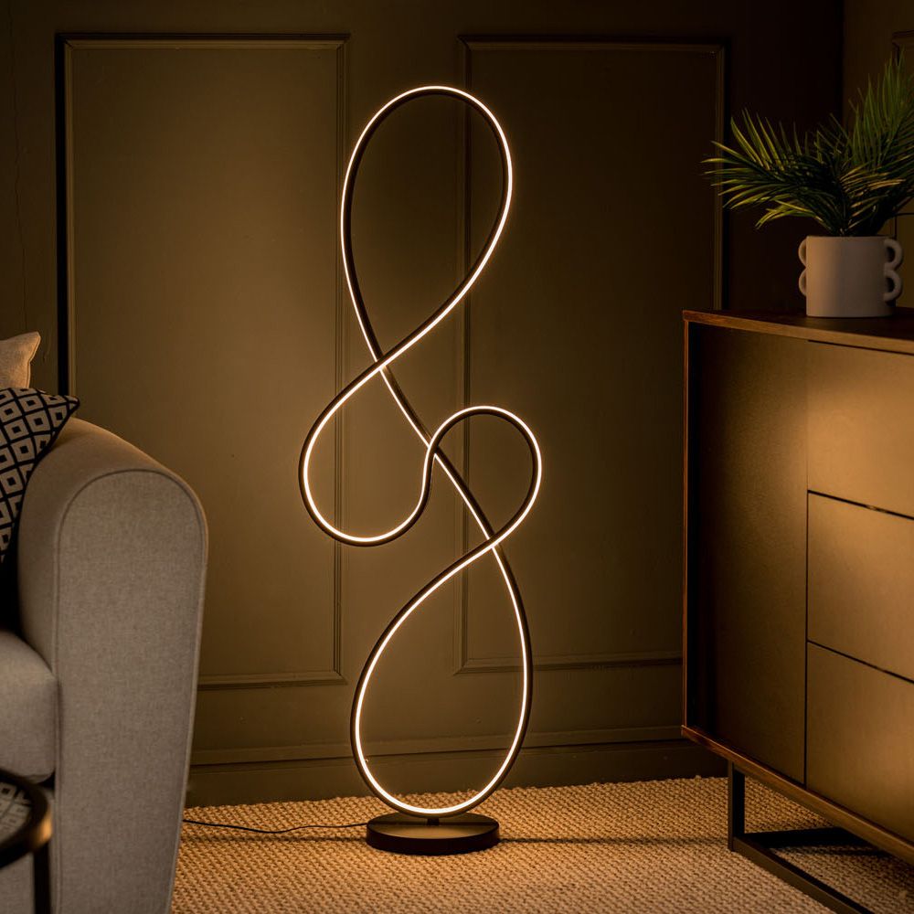 LSE - Infinity LED Matte Black Swirl Floor Lamp - Luminosity Designs Ltd