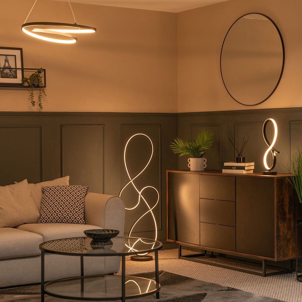 LSE - Infinity LED Matte Black Swirl Floor Lamp - Luminosity Designs Ltd