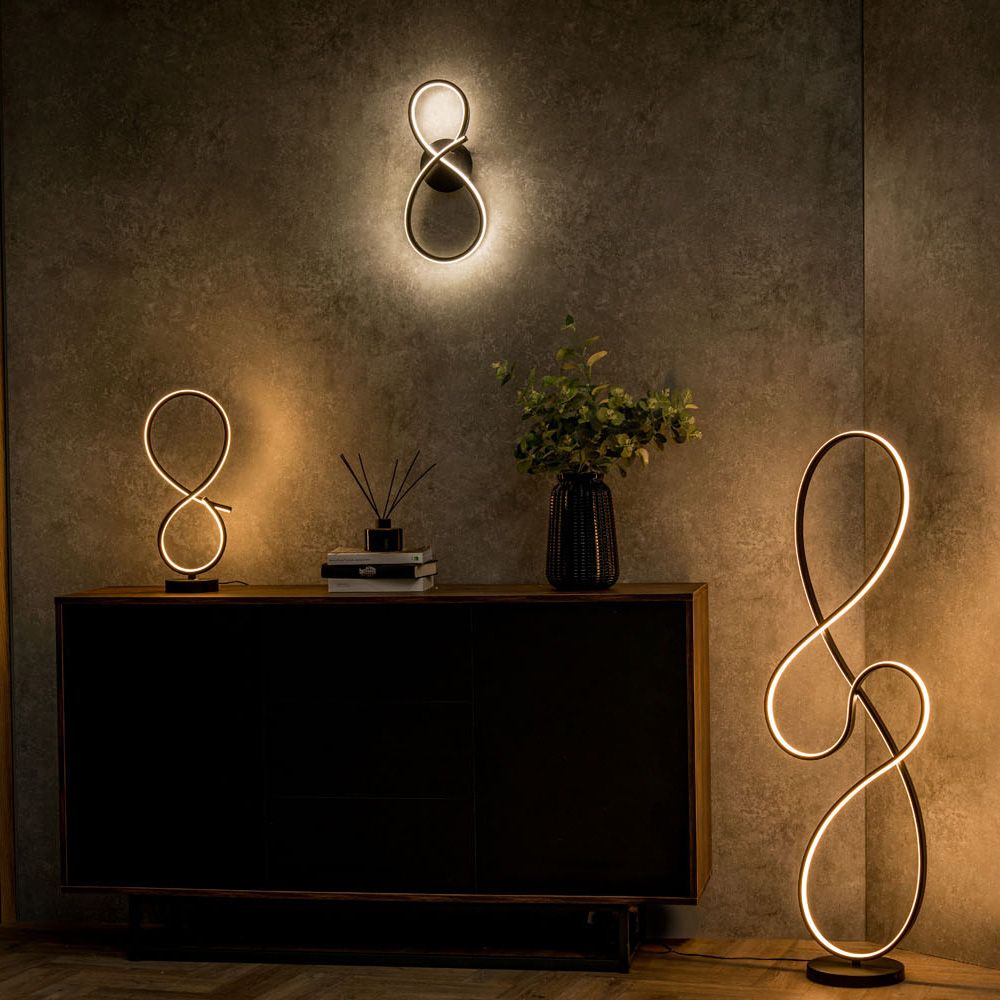 LSE - Infinity LED Matte Black Swirl Floor Lamp - Luminosity Designs Ltd