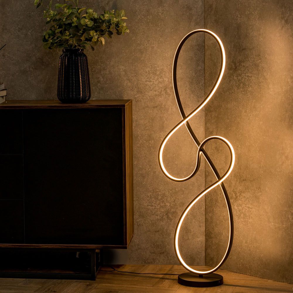 LSE - Infinity LED Matte Black Swirl Floor Lamp - Luminosity Designs Ltd