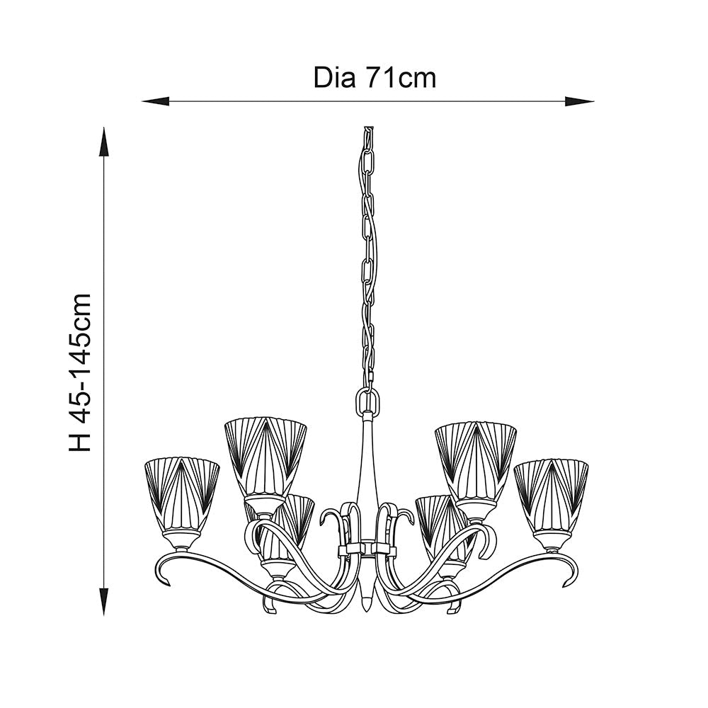 Endon - Interiors 1900 Columbia Antique Brass and Glass Finish Chandelier, 6x E14 - Luminosity Designs Ltd