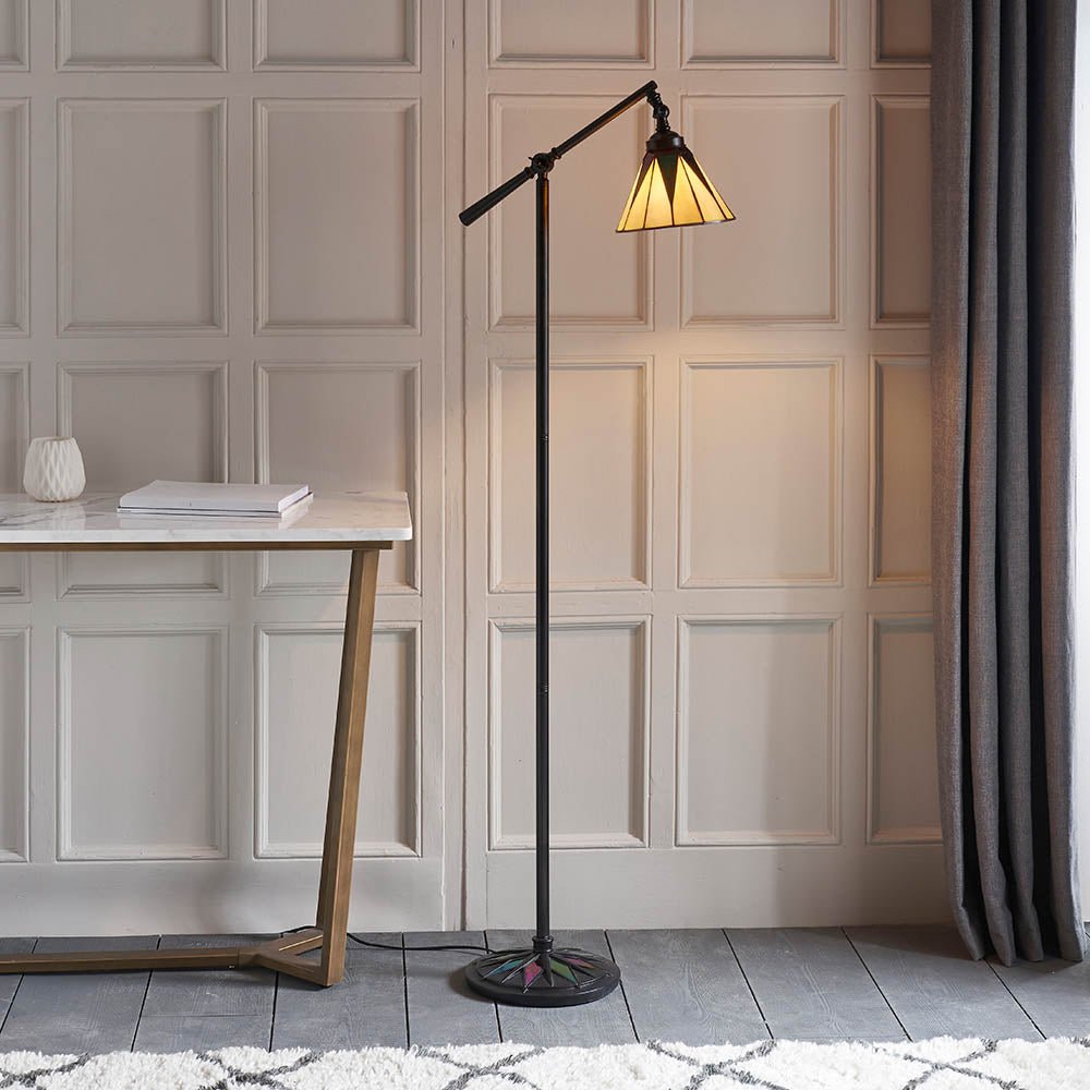 Endon - Interiors 1900 Dark Star Tiffany Task Floor Lamp - Luminosity Designs Ltd