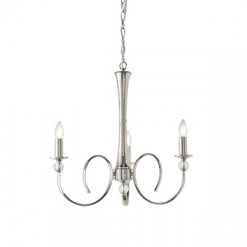 Luminosity Designs - Interiors 1900 Fabia Light Polished Nickel Finish Chandelier, 3x E14 - Luminosity Designs Ltd