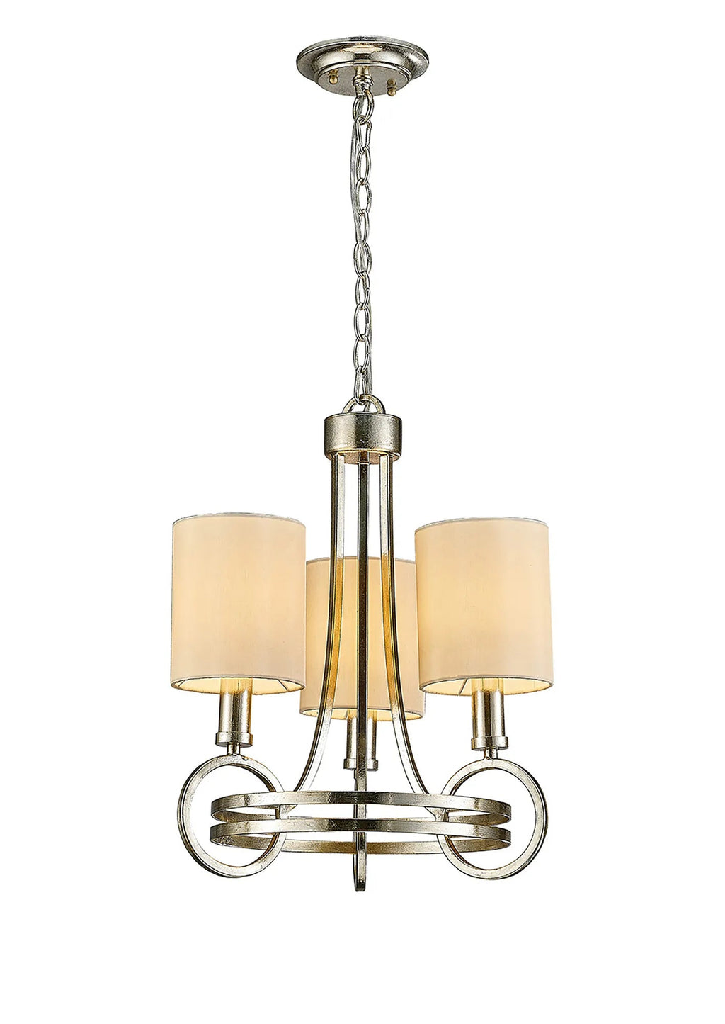 Diyas - Isabella Pendant With Beige Shade, 3 Light E14 , Antique Silver/Teak Plated (Diyas IL31701) - Luminosity Designs Ltd