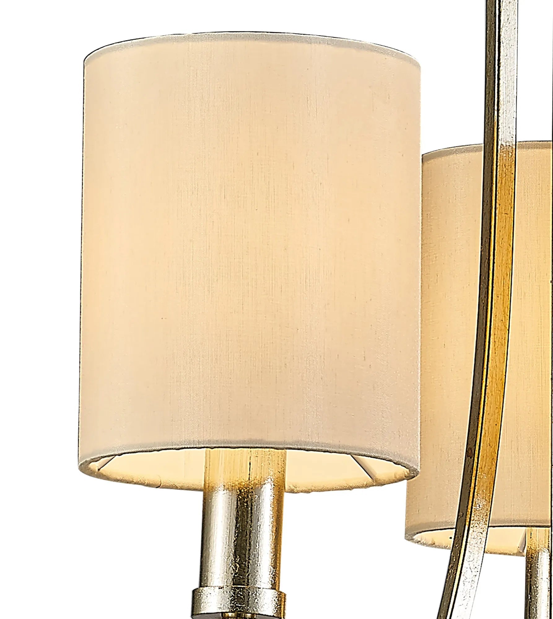 Diyas - Isabella Pendant With Beige Shade, 3 Light E14 , Antique Silver/Teak Plated (Diyas IL31701) - Luminosity Designs Ltd