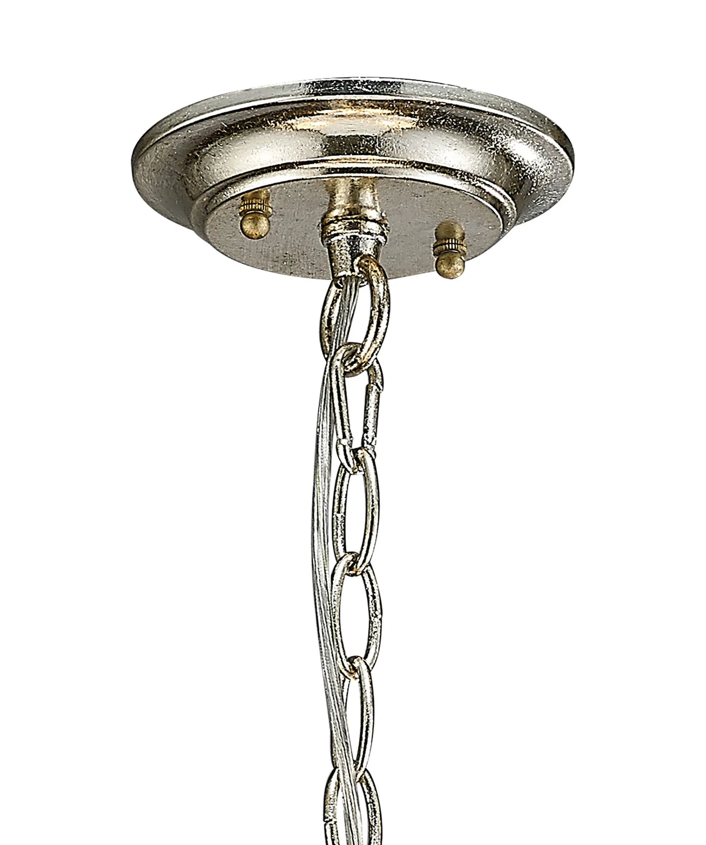 Isabella Pendant With Beige Shade, 3 Light E14 , Antique Silver/Teak Plated (Diyas IL31701)