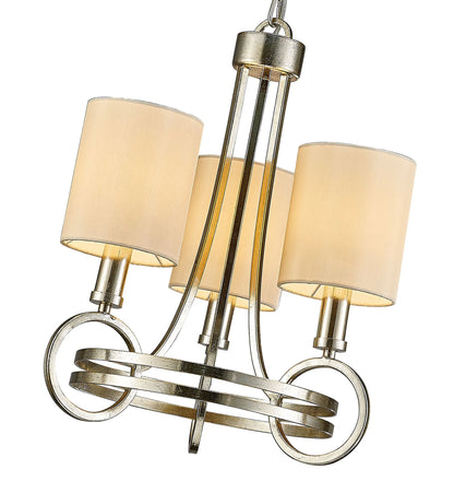 Isabella Pendant With Beige Shade, 3 Light E14 , Antique Silver/Teak Plated (Diyas IL31701)