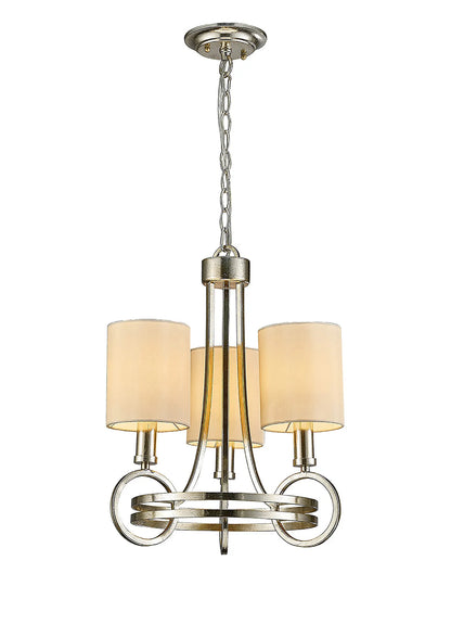 Isabella Pendant With Beige Shade, 3 Light E14 , Antique Silver/Teak Plated (Diyas IL31701)