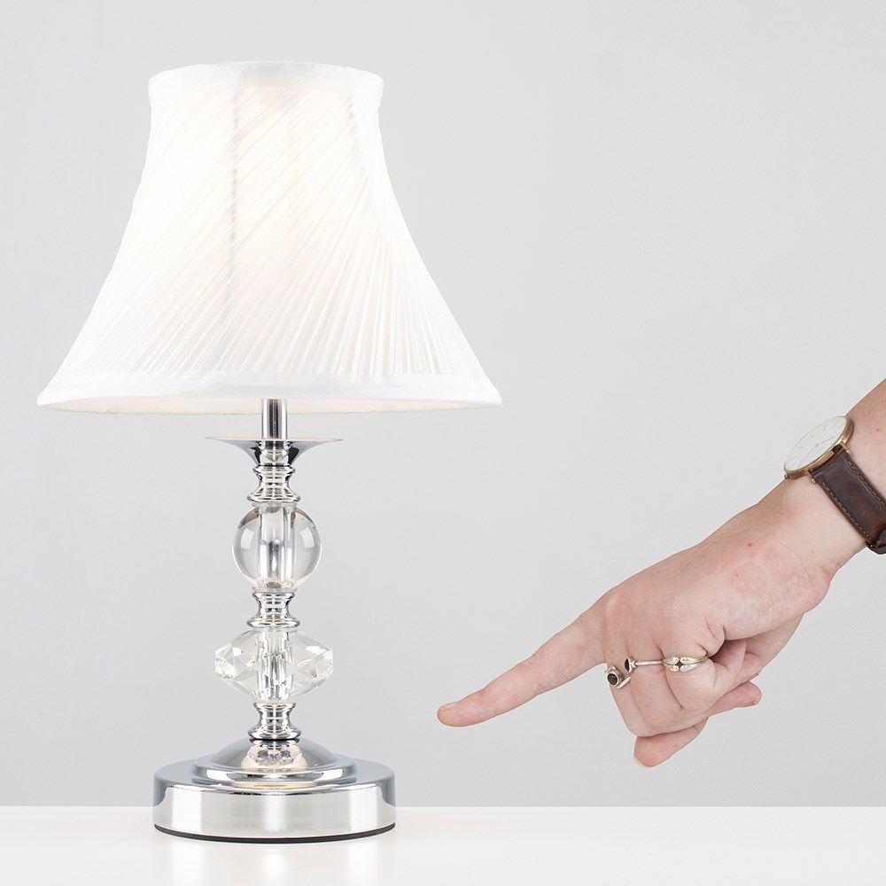 lse - Jagier Glass Touch Table Lamp With White Swirled Shade - Luminosity Designs Ltd