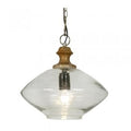 Oaks Lighting - Jaipur Clear Glass and Turned Wood Pendant Light, 1xE27 (Oaks 3912 WD) - Luminosity Designs Ltd