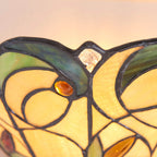 Tiffany - Jamelia Tiffany Glass Semi Flush Wall Light in Ivory and Green with Bronze Trim. 1x ses Bulb - Luminosity Designs Ltd