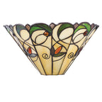 Tiffany - Jamelia Tiffany Glass Semi Flush Wall Light in Ivory and Green with Bronze Trim. 1x ses Bulb - Luminosity Designs Ltd