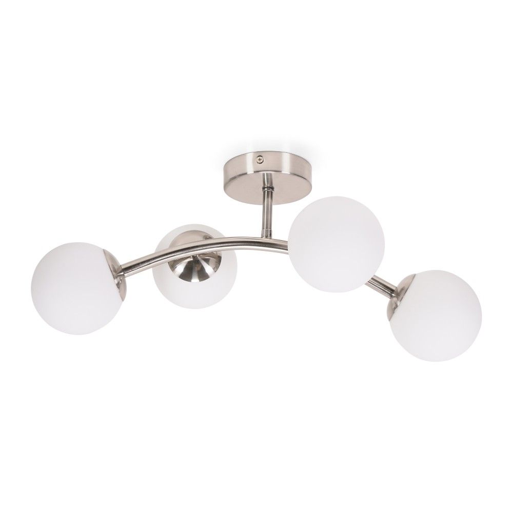 lse - Jas 4 Light Curved Frame Flush Ceiling Light with Opal Bubbles - Luminosity Designs Ltd