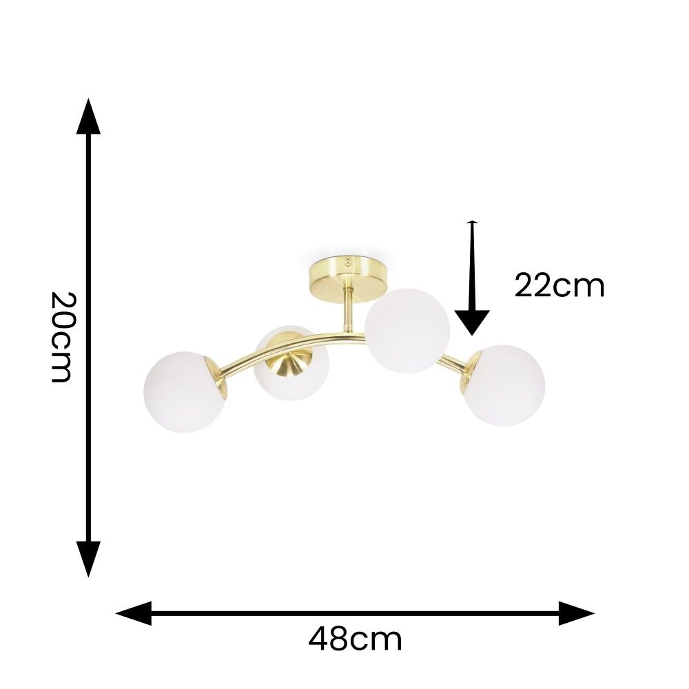 lse - Jas 4 Light Curved Frame Flush Ceiling Light with Opal Bubbles - Luminosity Designs Ltd