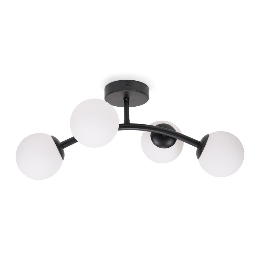 lse - Jas 4 Light Curved Frame Flush Ceiling Light with Opal Bubbles - Luminosity Designs Ltd