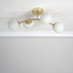 lse - Jas 4 Light Curved Frame Flush Ceiling Light with Opal Bubbles - Luminosity Designs Ltd