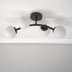 lse - Jas 4 Light Curved Frame Flush Ceiling Light with Opal Bubbles - Luminosity Designs Ltd