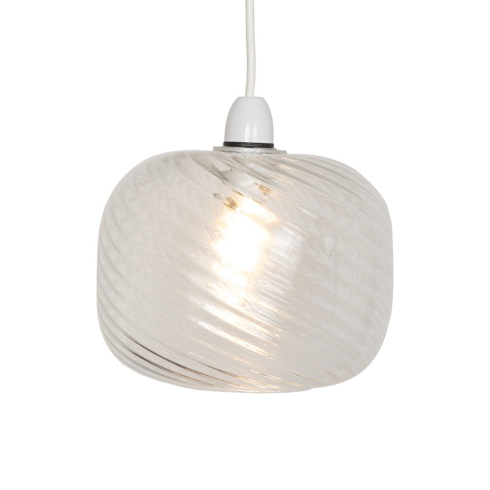 Oaks Lighting - Jesmond Non Electric Pumpkin Glass Swirled Shade for Ceiling Pendants - Luminosity Designs Ltd