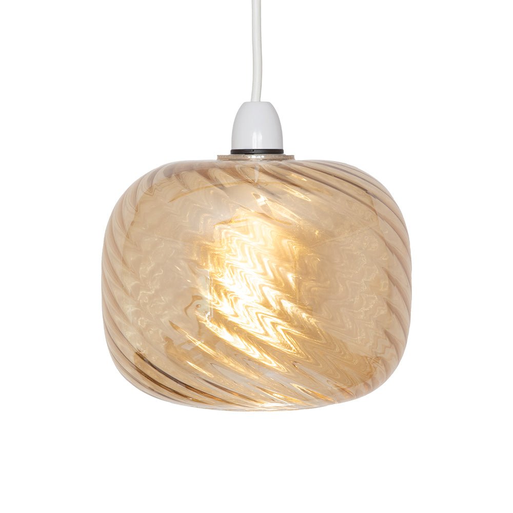 Oaks Lighting - Jesmond Non Electric Pumpkin Glass Swirled Shade for Ceiling Pendants - Luminosity Designs Ltd