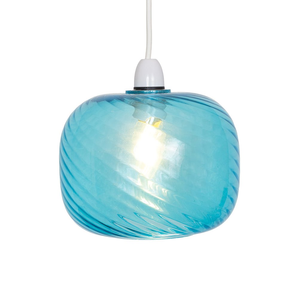 Oaks Lighting - Jesmond Non Electric Pumpkin Glass Swirled Shade for Ceiling Pendants - Luminosity Designs Ltd