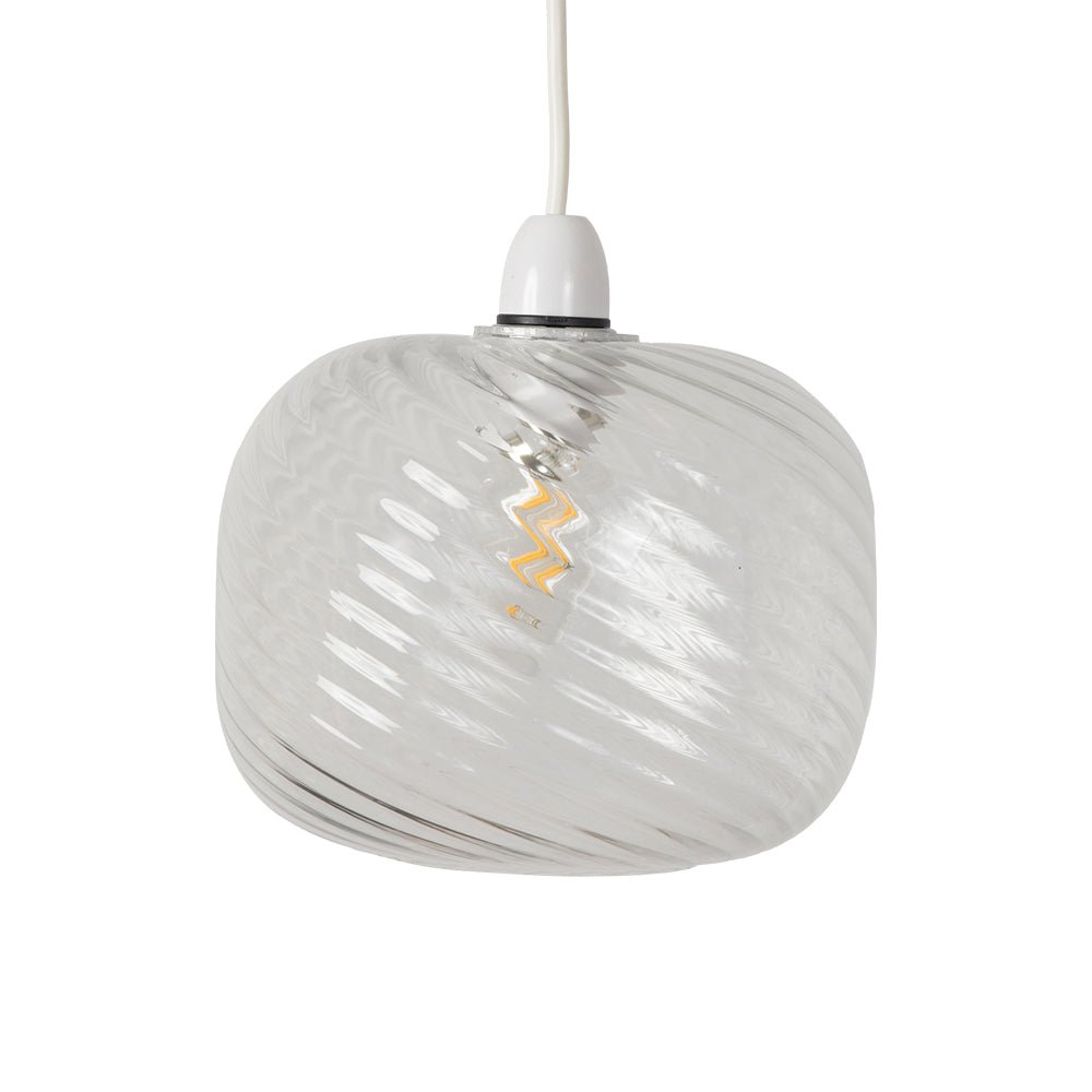 Oaks Lighting - Jesmond Non Electric Pumpkin Glass Swirled Shade for Ceiling Pendants - Luminosity Designs Ltd