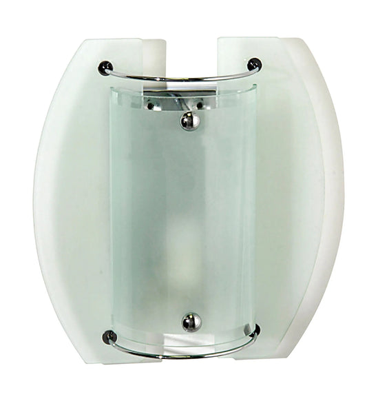 Jiva Flush Glass Wall Lamp, 1 Light E14,  Polished Chrome/Frosted Glass (Diyas IL20520)