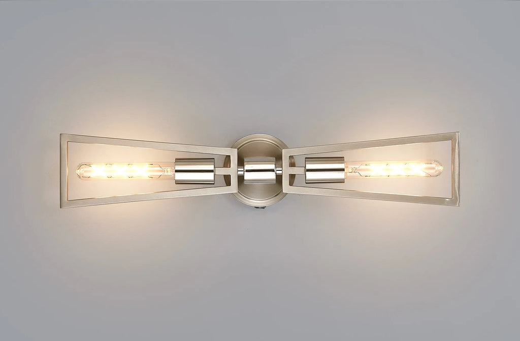 Luminosity Designs - Joel Modern Style Switched Wall Lamp, 2 Light E27 - Luminosity Designs Ltd