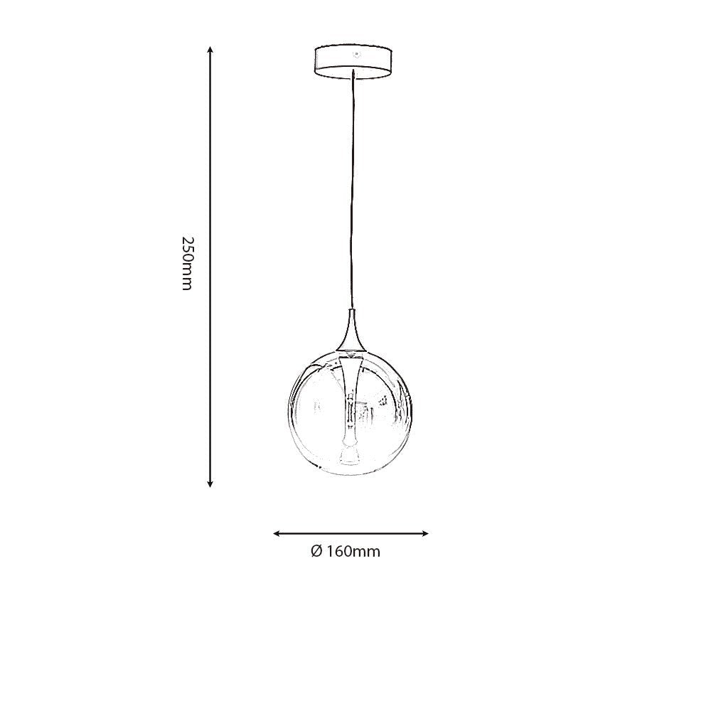 Oaks Lighting - Kadina 1 Light LED Pendant With Smoke Glass Sphere - Luminosity Designs Ltd