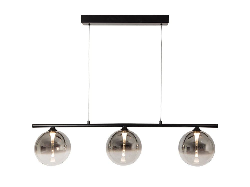 Oaks Lighting - Kadina 3 Light LED Bar With Smoke Glass Spheres - Luminosity Designs Ltd