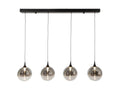 Oaks Lighting - Kadina 4 Light LED Bar Multi Pendant With Smoke Glass Spheres - Luminosity Designs Ltd